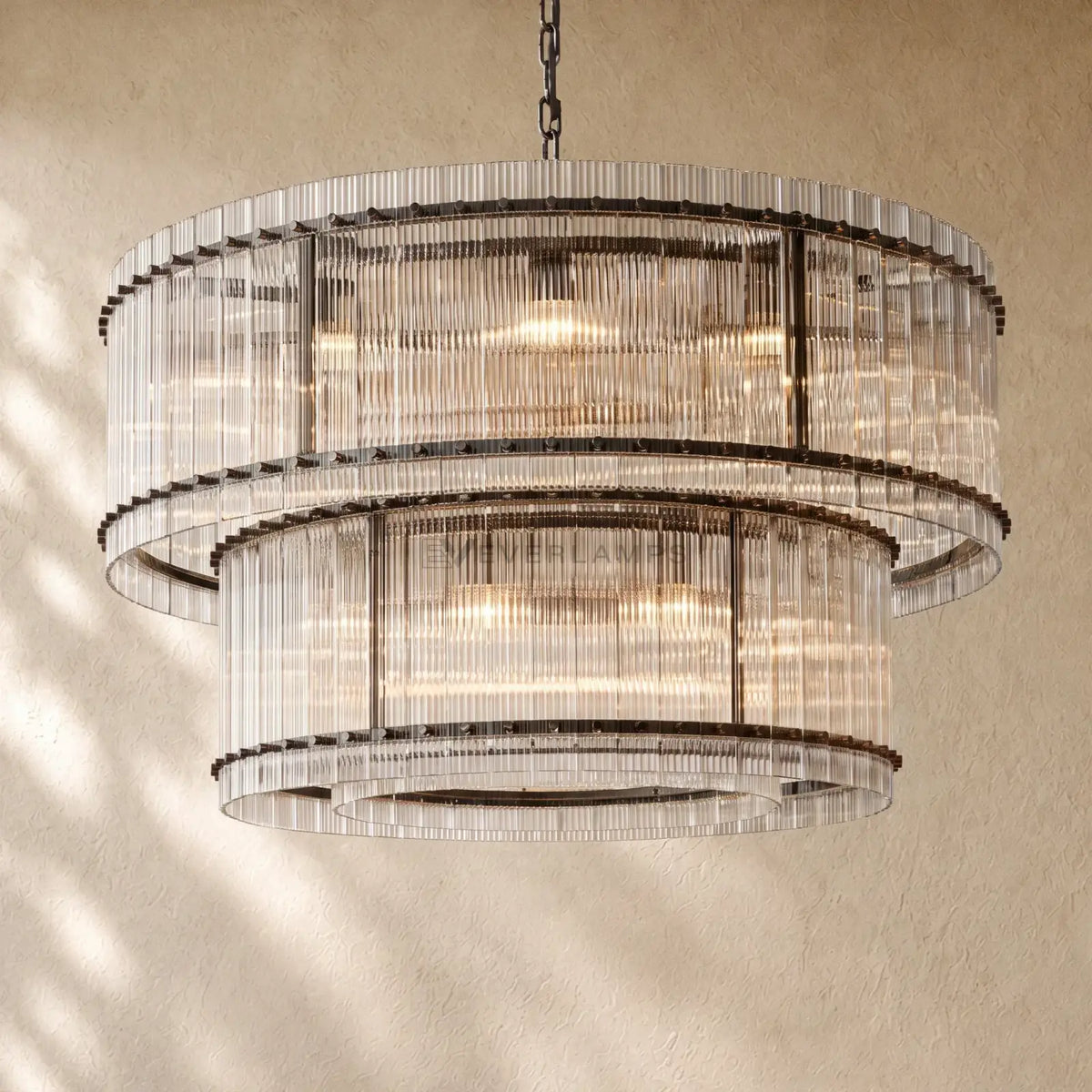 San Marcon Glass Two-Tier Round Chandelier