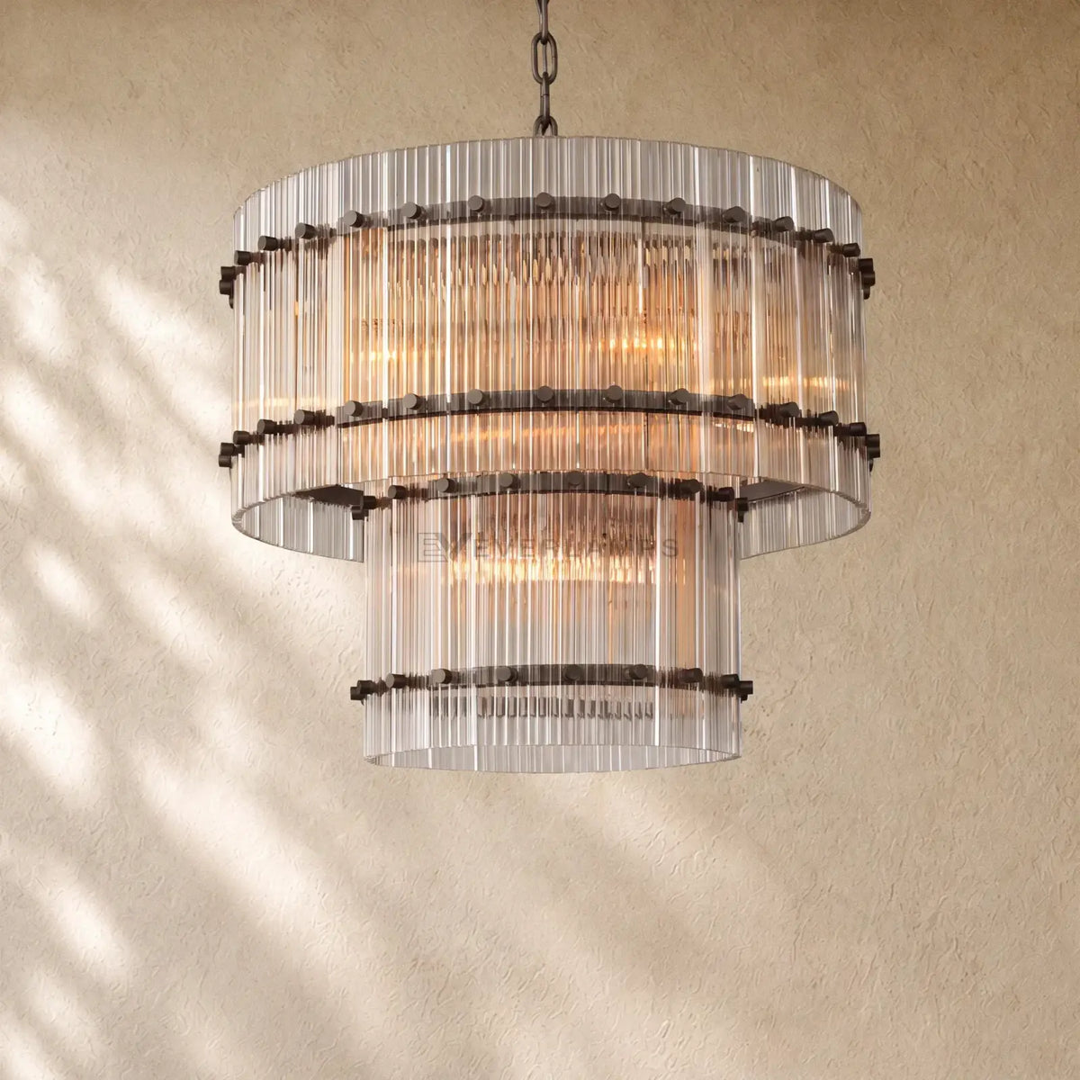 San Marcon Glass Two-Tier Round Chandelier