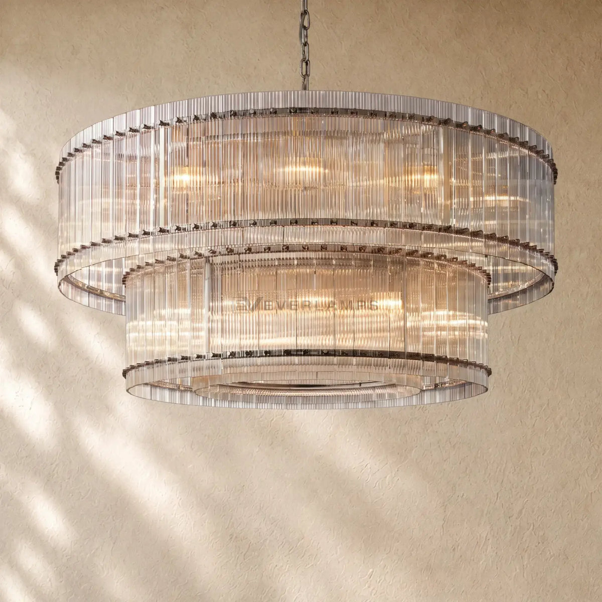 San Marcon Glass Two-Tier Round Chandelier