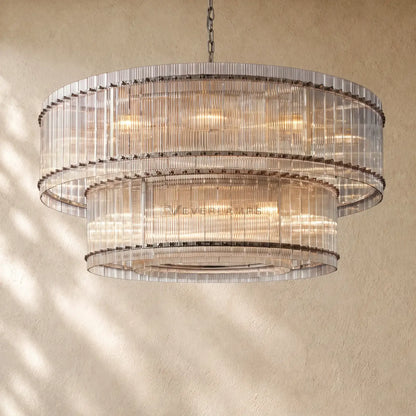San Marcon Glass Two-Tier Round Chandelier