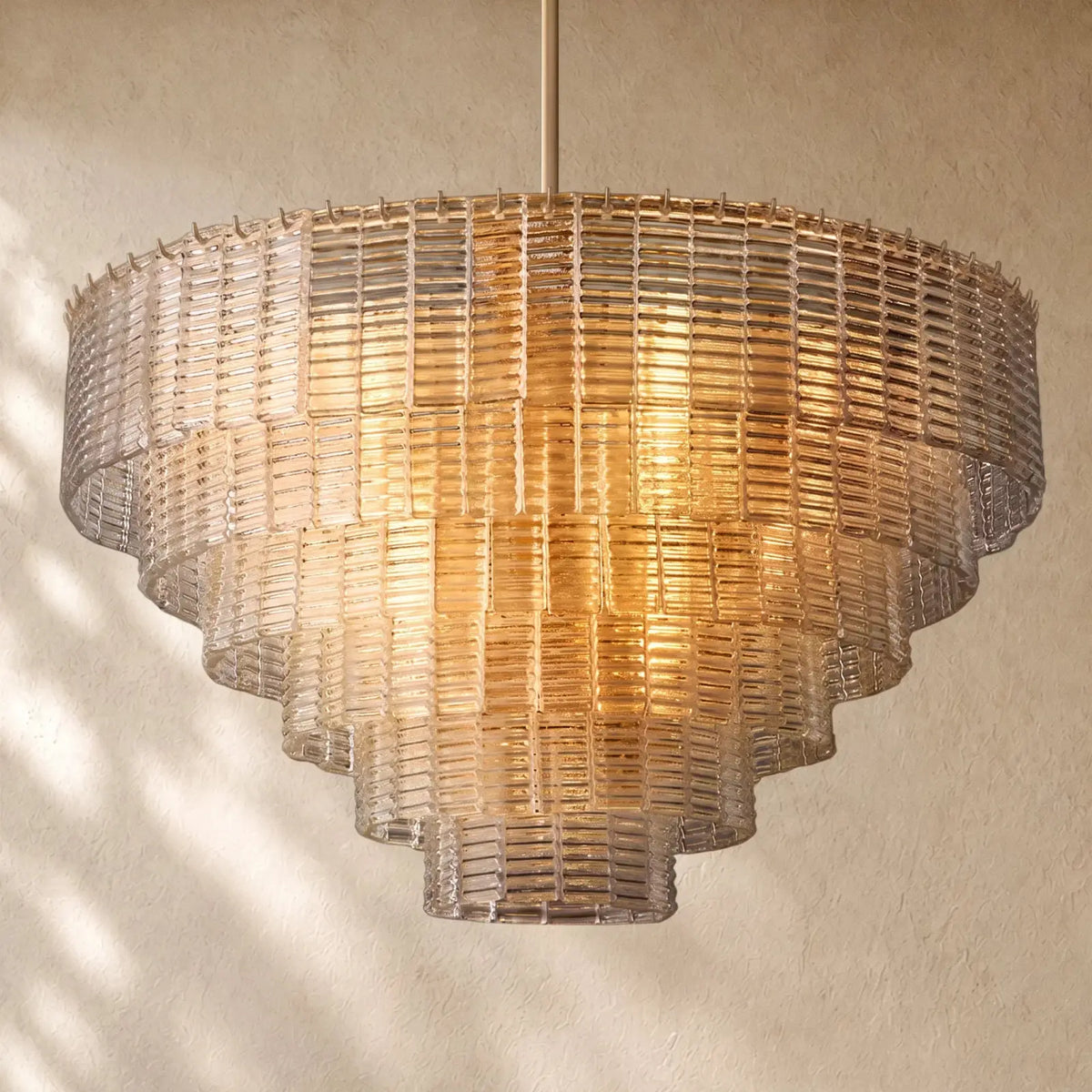 Sirena Glass Round Chandelier - Lacquered Burnished Brass / 41’’ / Clear