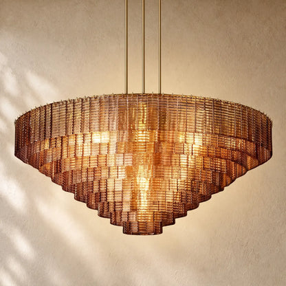 Sirena Glass Round Chandelier - Lacquered Burnished Brass / 65’’ / Clear
