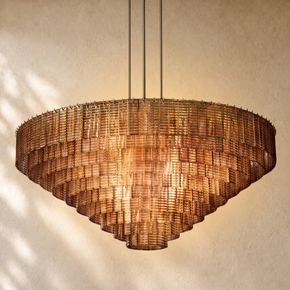Sirena Glass Round Chandelier - Lacquered Burnished Brass / 65’’ / Smoke