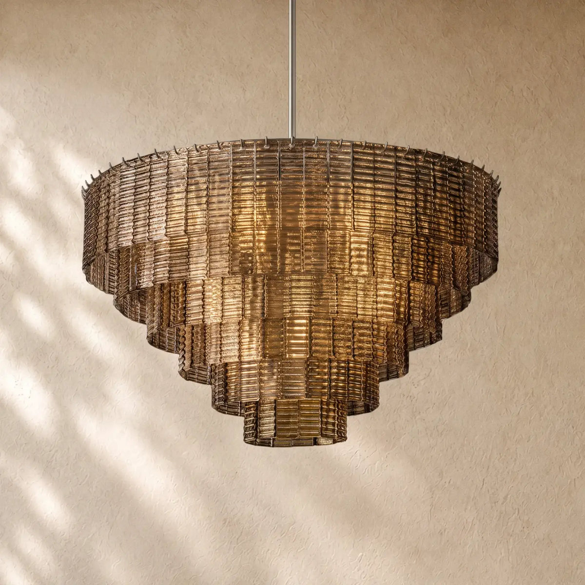Sirena Glass Round Chandelier - Satin Nickel / 41’’ / Smoke