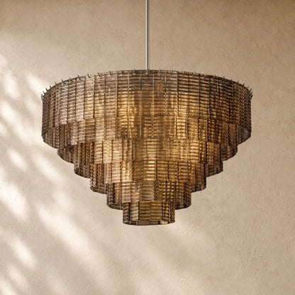 Sirena Glass Round Chandelier - Satin Nickel / 41’’ / Smoke