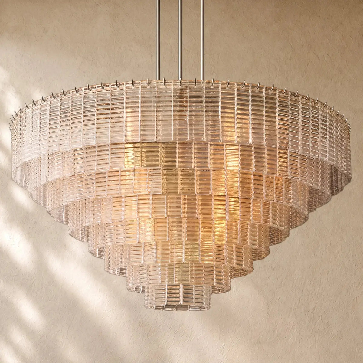 Sirena Glass Round Chandelier - Satin Nickel / 52’’ / Clear