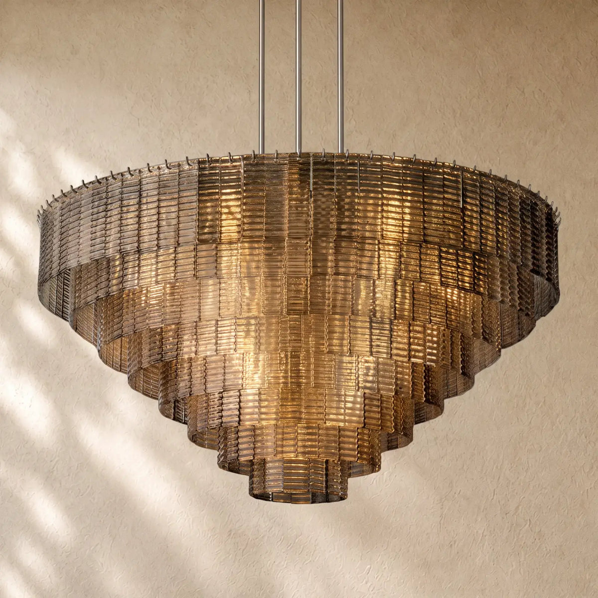 Sirena Glass Round Chandelier - Satin Nickel / 52’’ / Smoke