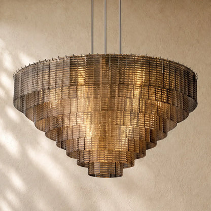 Sirena Glass Round Chandelier - Satin Nickel / 52’’ / Smoke