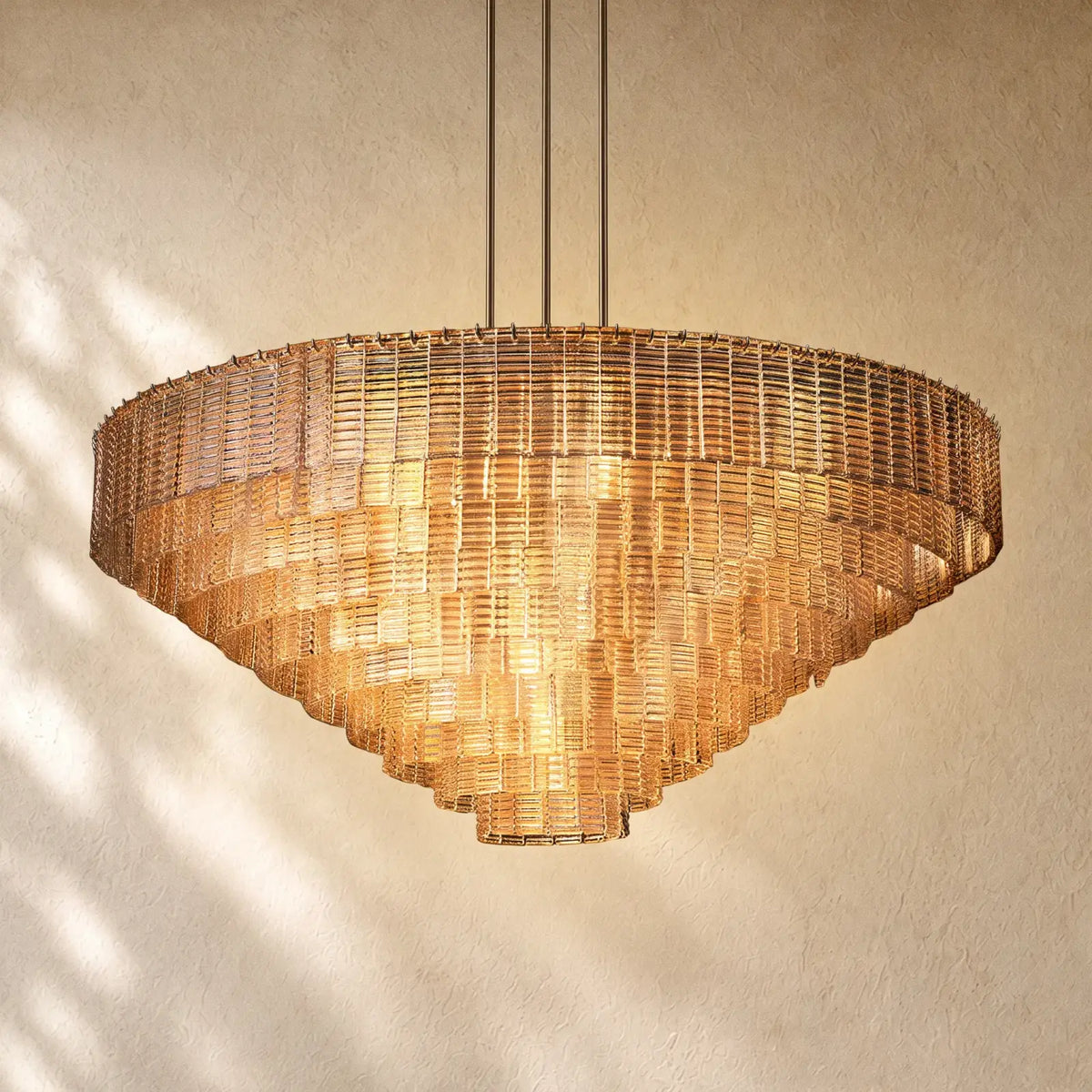Sirena Glass Round Chandelier - Satin Nickel / 65’’ / Clear