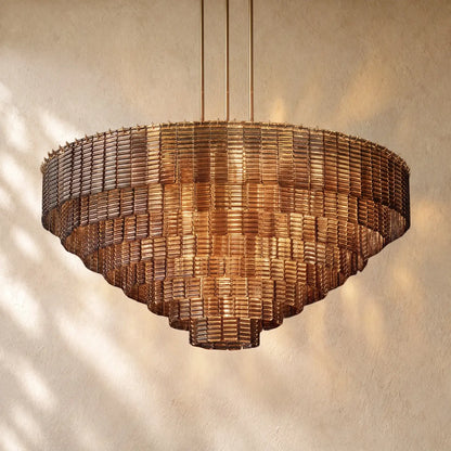 Sirena Glass Round Chandelier - Satin Nickel / 65’’ / Smoke