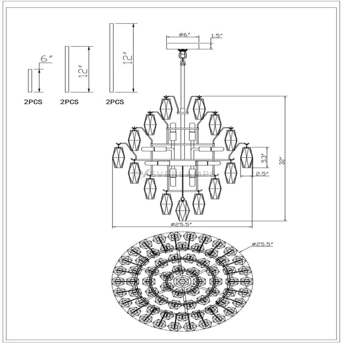 Skylark Glass Large Pndant Chandelier - Chandelier