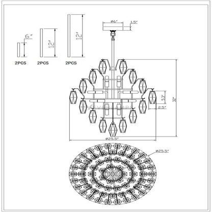 Skylark Glass Large Pndant Chandelier - Chandelier