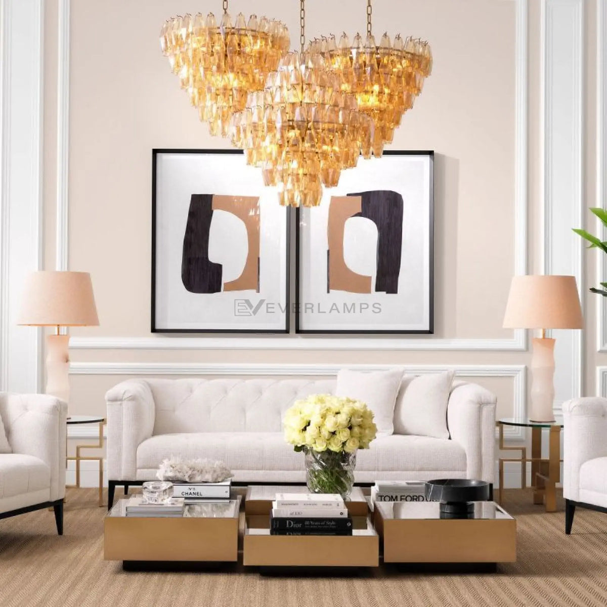 Riaylin Glass Large Pndant Chandelier