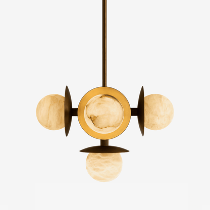 Snowflake Alabaster Orb Chandelier - ∅ 15″ x H 59″Bronze & Whiteeverlamps