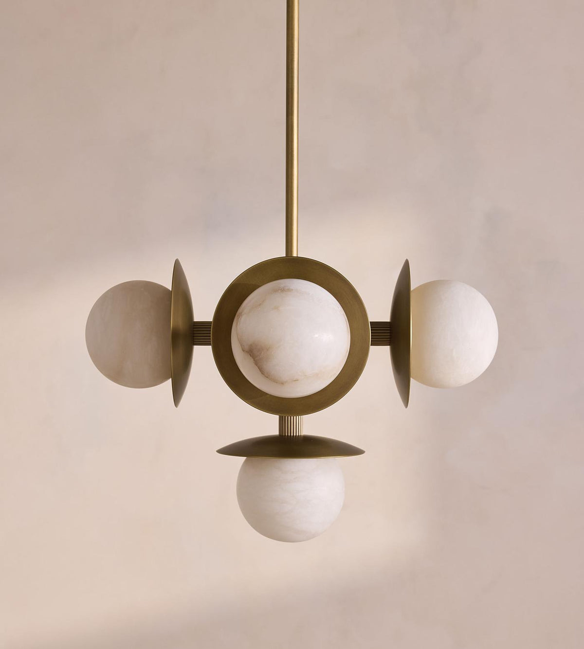 Snowflake Alabaster Orb Chandelier - ∅ 15″ x H 59″Bronze & Whiteeverlamps