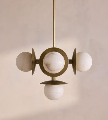 Snowflake Alabaster Orb Chandelier - ∅ 15″ x H 59″Bronze & Whiteeverlamps