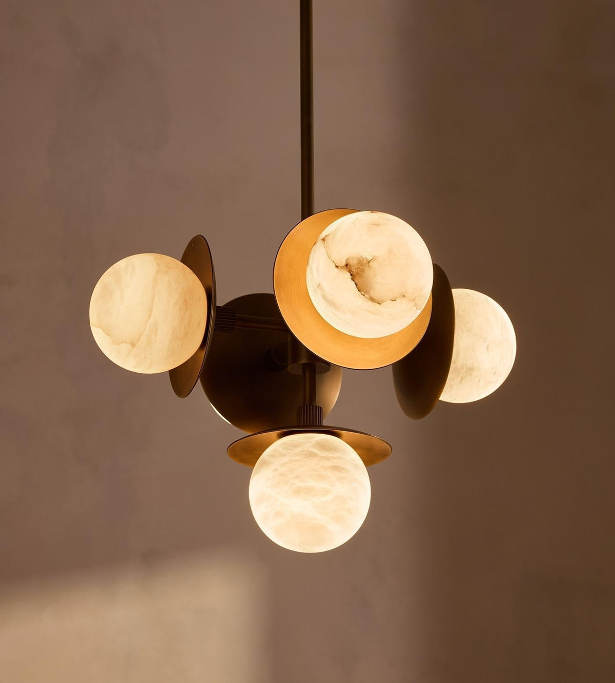 Snowflake Alabaster Orb Chandelier - ∅ 15″ x H 59″Bronze & Whiteeverlamps