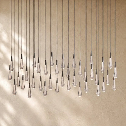 Soltairan Linear Chandelier - Raindrop Pendant Lighting - 60’’ 38-Light / Black