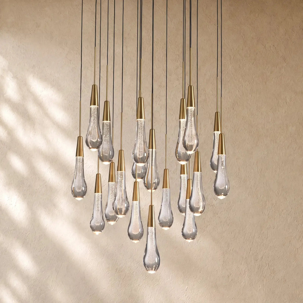 Soltairan Round Chandelier 17’’ 24’’ 36’’ 48’’ 58’’ - 19-Light 24’’ / Brass