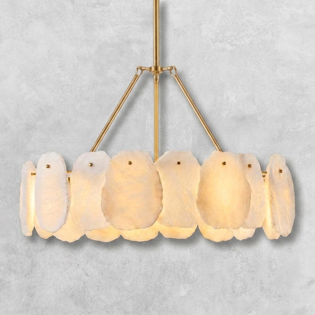 Spanish Alabaster 24" Circular Chandelier