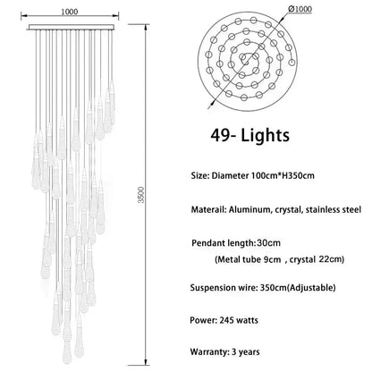 Spiral Raindrop Staircase Ceiling Lighting - 1 LightsWarm White 3000keverlamps