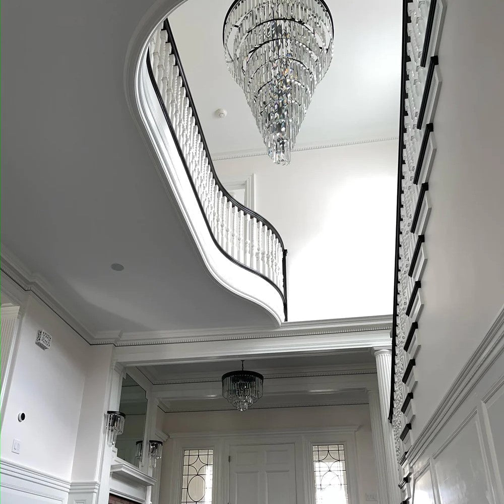 Spiral Tiered Crystal Chandelier in Black Finish - D19.7"*H25.6"Warm Lighteverlamps