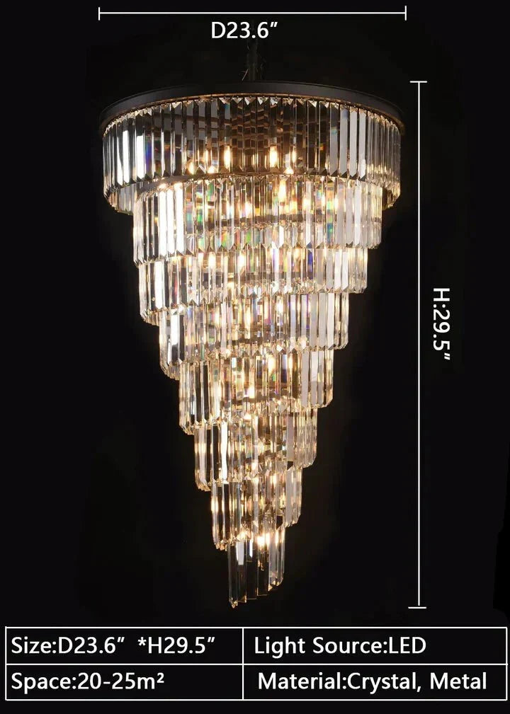 Spiral Tiered Crystal Chandelier in Black Finish - D19.7"*H25.6"Warm Lighteverlamps