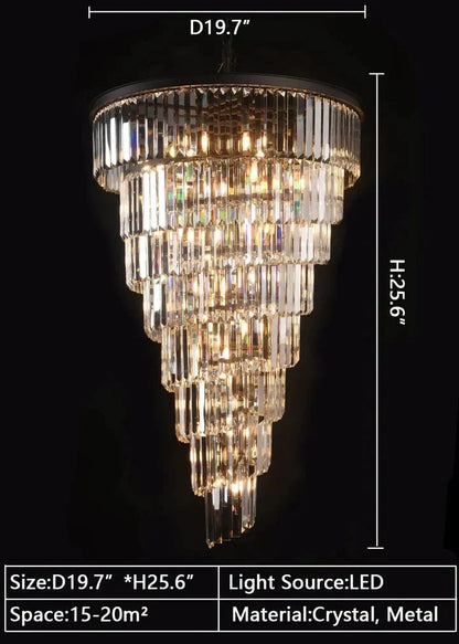 Spiral Tiered Crystal Chandelier in Black Finish - D19.7"*H25.6"Warm Lighteverlamps