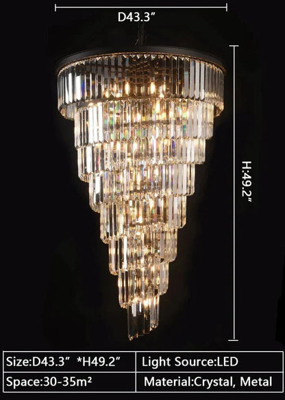 Spiral Tiered Crystal Chandelier in Black Finish - D19.7"*H25.6"Warm Lighteverlamps