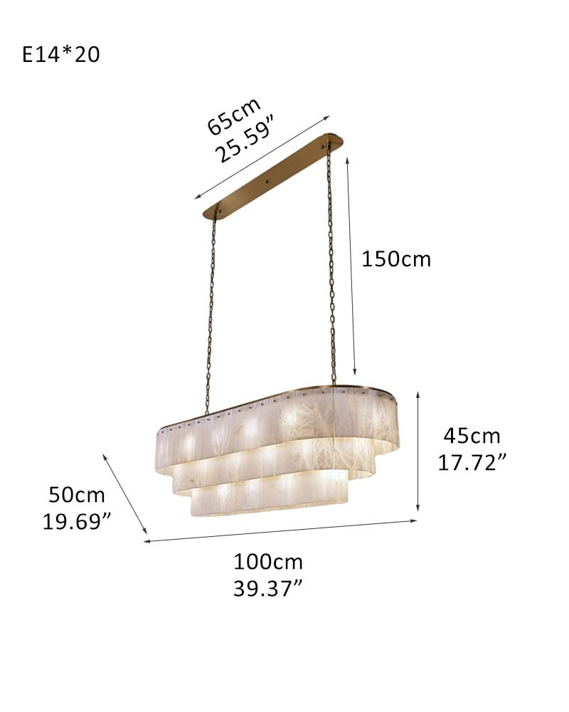 Stairwell Luxury Modern LED High Ceiling Large Alabaster Chandelier - 20 - light - L100*W50*H45CM/L39.37"*W19.69"*H17.72"Warm lightWhite + Brasseverlamps