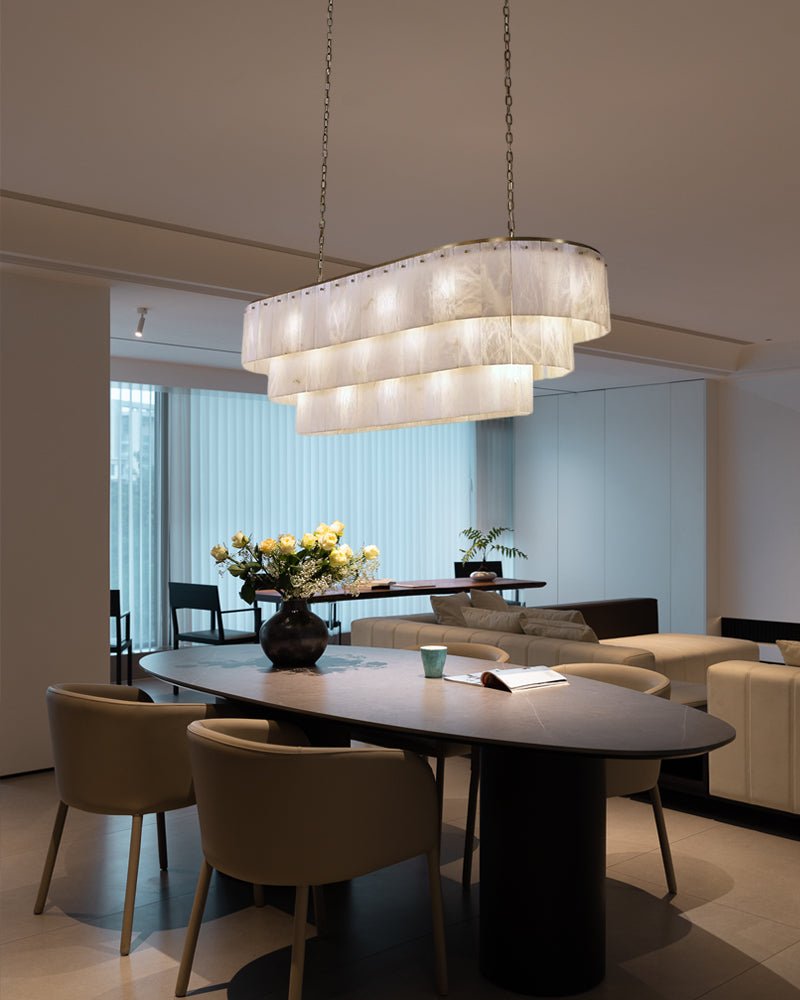 Stairwell Luxury Modern LED High Ceiling Large Alabaster Chandelier - 14 - light - L60*H45CM/L23.62"*H17.72"Warm lightWhite + Brasseverlamps