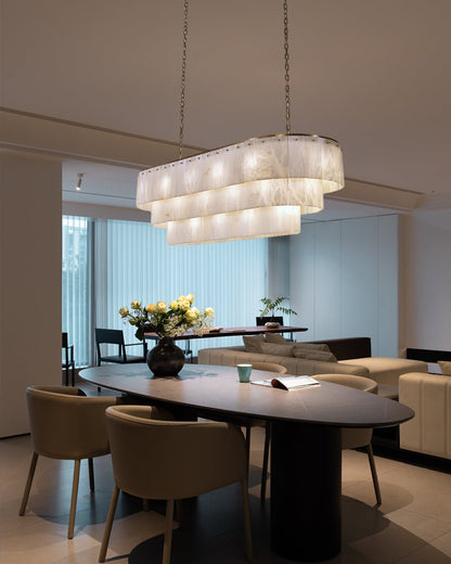 Stairwell Luxury Modern LED High Ceiling Large Alabaster Chandelier - 14 - light - L60*H45CM/L23.62"*H17.72"Warm lightWhite + Brasseverlamps