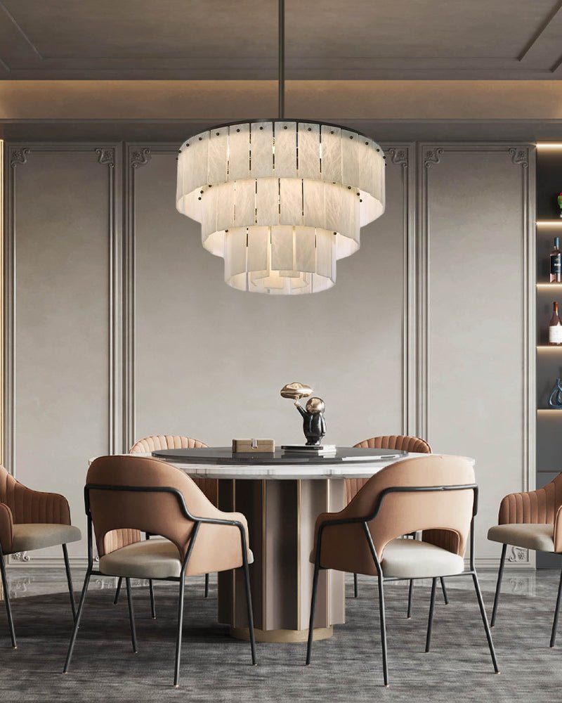 Stairwell Luxury Modern LED High Ceiling Large Alabaster Chandelier - 14 - light - L60*H45CM/L23.62"*H17.72"Warm lightWhite + Brasseverlamps