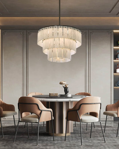 Stairwell Luxury Modern LED High Ceiling Large Alabaster Chandelier - 14 - light - L60*H45CM/L23.62"*H17.72"Warm lightWhite + Brasseverlamps