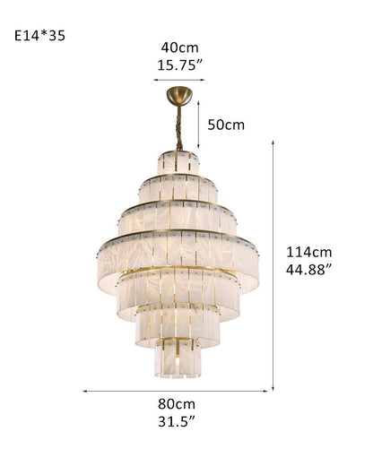 Stairwell Luxury Modern LED High Ceiling Large Alabaster Chandelier - 35 - light - L80*H45CM/L31.5“*H17.72"Warm lightWhite + Brasseverlamps