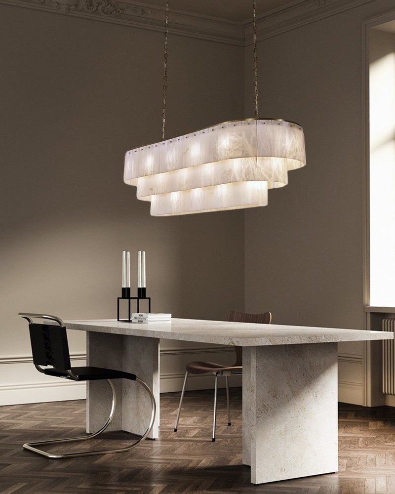 Stairwell Luxury Modern LED High Ceiling Large Alabaster Chandelier - 14 - light - L60*H45CM/L23.62"*H17.72"Warm lightWhite + Brasseverlamps