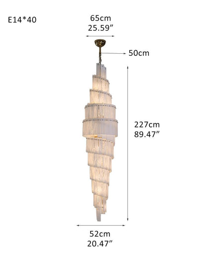 Stairwell Luxury Modern LED High Ceiling Large Alabaster Chandelier - 40 - light - L52*H227CM/L20.47“*H89.37"Warm lightWhite + Brasseverlamps