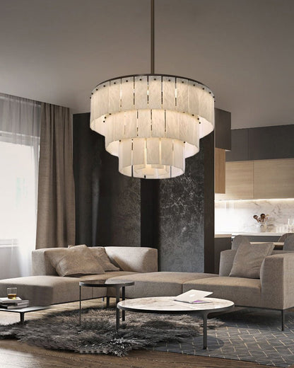 Stairwell Luxury Modern LED High Ceiling Large Alabaster Chandelier - 14 - light - L60*H45CM/L23.62"*H17.72"Warm lightWhite + Brasseverlamps