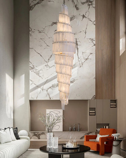 Stairwell Luxury Modern LED High Ceiling Large Alabaster Chandelier - 14 - light - L60*H45CM/L23.62"*H17.72"Warm lightWhite + Brasseverlamps
