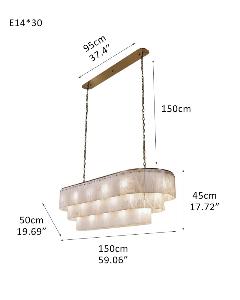 Stairwell Luxury Modern LED High Ceiling Large Alabaster Chandelier - 30 - light - L150*W50*H45CM/L59.06“*W19.69“*H17.72"Warm lightWhite + Brasseverlamps