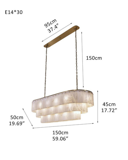 Stairwell Luxury Modern LED High Ceiling Large Alabaster Chandelier - 30 - light - L150*W50*H45CM/L59.06“*W19.69“*H17.72"Warm lightWhite + Brasseverlamps
