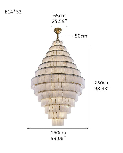 Stairwell Luxury Modern LED High Ceiling Large Alabaster Chandelier - 52 - light - L150*H250CM/L59.06"*H98.43"Warm lightWhite + Brasseverlamps