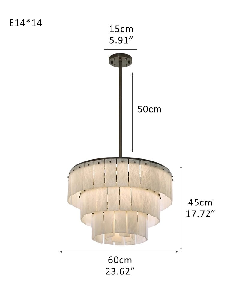 Stairwell Luxury Modern LED High Ceiling Large Alabaster Chandelier - 14 - light - L60*H45CM/L23.62"*H17.72"Warm lightWhite + Brasseverlamps