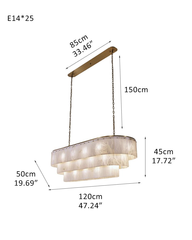 Stairwell Luxury Modern LED High Ceiling Large Alabaster Chandelier - 25 - light - L120*W50*H45CM/L47.24“*W19.69“*H17.72"Warm lightWhite + Brasseverlamps