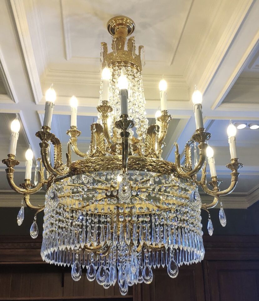 Stunning Oversized Luxury Golden Metal Candle Crystal Tassel Chandelier For High - ceiling Staircase/Entryway/Living/Meeting Room - 1 Layer: D 39.4"*H 39.4"Warm Lighteverlamps