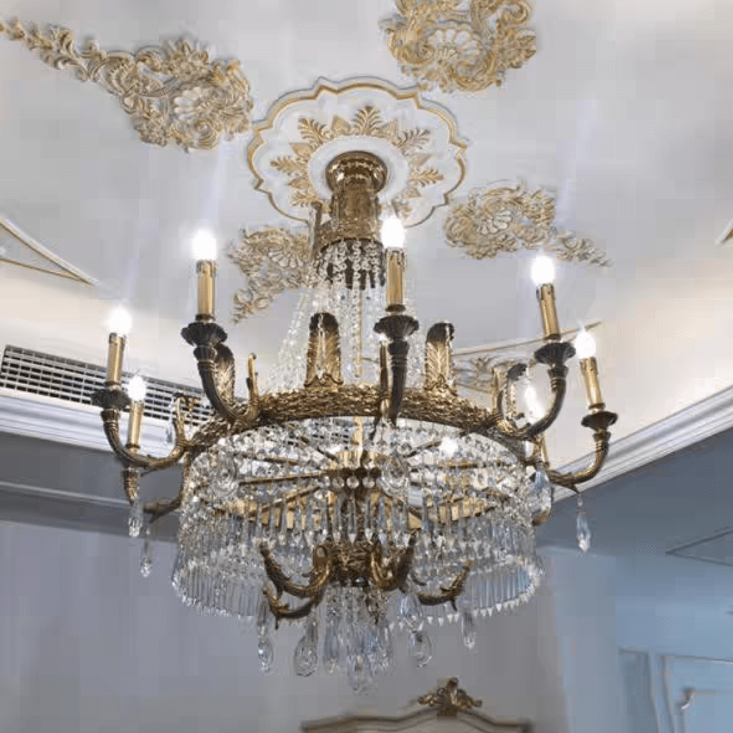 Stunning Oversized Luxury Golden Metal Candle Crystal Tassel Chandelier For High - ceiling Staircase/Entryway/Living/Meeting Room - 1 Layer: D 39.4"*H 39.4"Warm Lighteverlamps