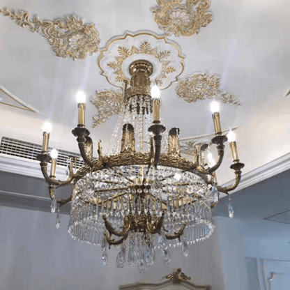 Stunning Oversized Luxury Golden Metal Candle Crystal Tassel Chandelier For High - ceiling Staircase/Entryway/Living/Meeting Room - 1 Layer: D 39.4"*H 39.4"Warm Lighteverlamps