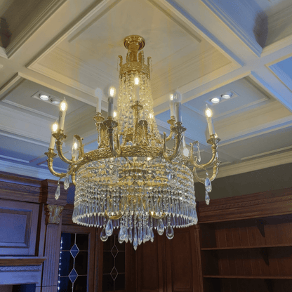 Stunning Oversized Luxury Golden Metal Candle Crystal Tassel Chandelier For High - ceiling Staircase/Entryway/Living/Meeting Room - 1 Layer: D 39.4"*H 39.4"Warm Lighteverlamps