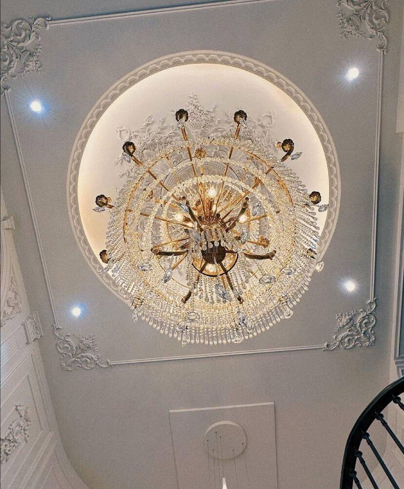 Stunning Oversized Luxury Golden Metal Candle Crystal Tassel Chandelier For High - ceiling Staircase/Entryway/Living/Meeting Room - 1 Layer: D 39.4"*H 39.4"Warm Lighteverlamps