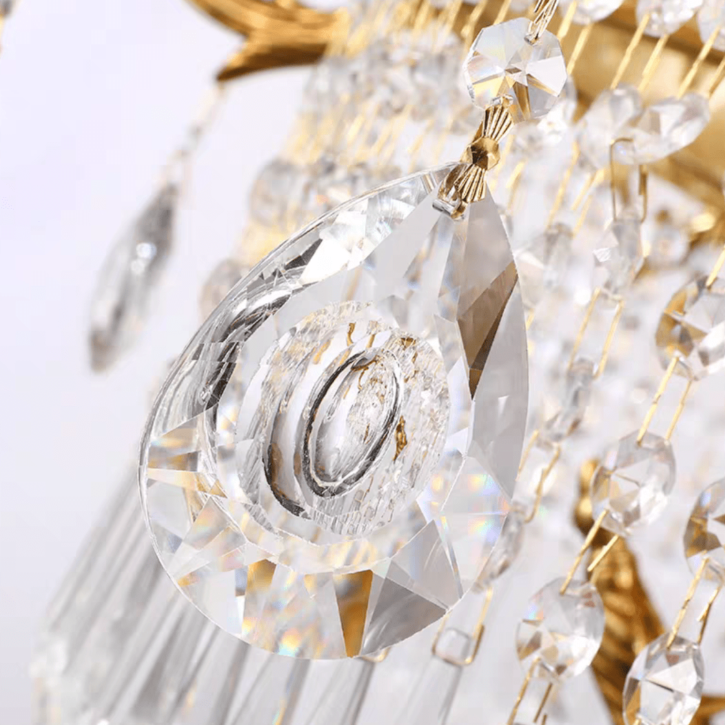 Stunning Oversized Luxury Golden Metal Candle Crystal Tassel Chandelier For High - ceiling Staircase/Entryway/Living/Meeting Room - 1 Layer: D 39.4"*H 39.4"Warm Lighteverlamps
